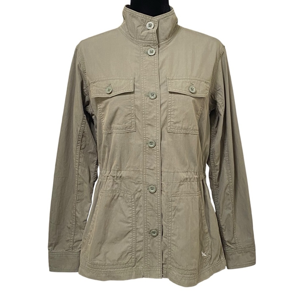 Eddie Bauer Green Utility Jacket Medium Drawstring Waist Grunge Lightweight